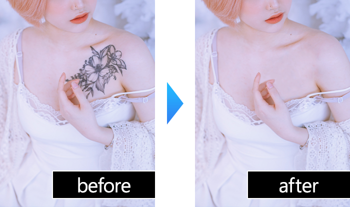 タトゥーを消したレタッチサンプル