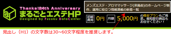 見出し（H1）文字数は、30～60文字程度を推奨